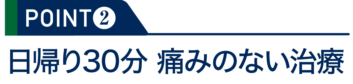 POINT2：日帰り30分 痛みのない治療
